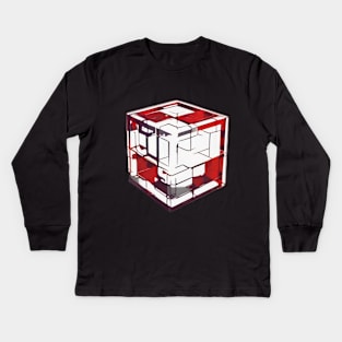 Rubic Cube Red Shadow Silhouette Anime Style Collection No. 378 Kids Long Sleeve T-Shirt